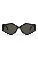 CELINE Bold 3 Dots 57mm Geometric Sunglasses in Shiny Black /Smoke at Nordstrom