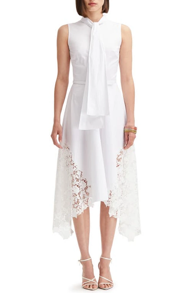 Oscar de la Renta Gardenia Guipure Lace Sleeveless Shirtdress in White at Nordstrom, Size 0