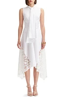 Oscar de la Renta Gardenia Guipure Lace Sleeveless Shirtdress in White at Nordstrom, Size 0