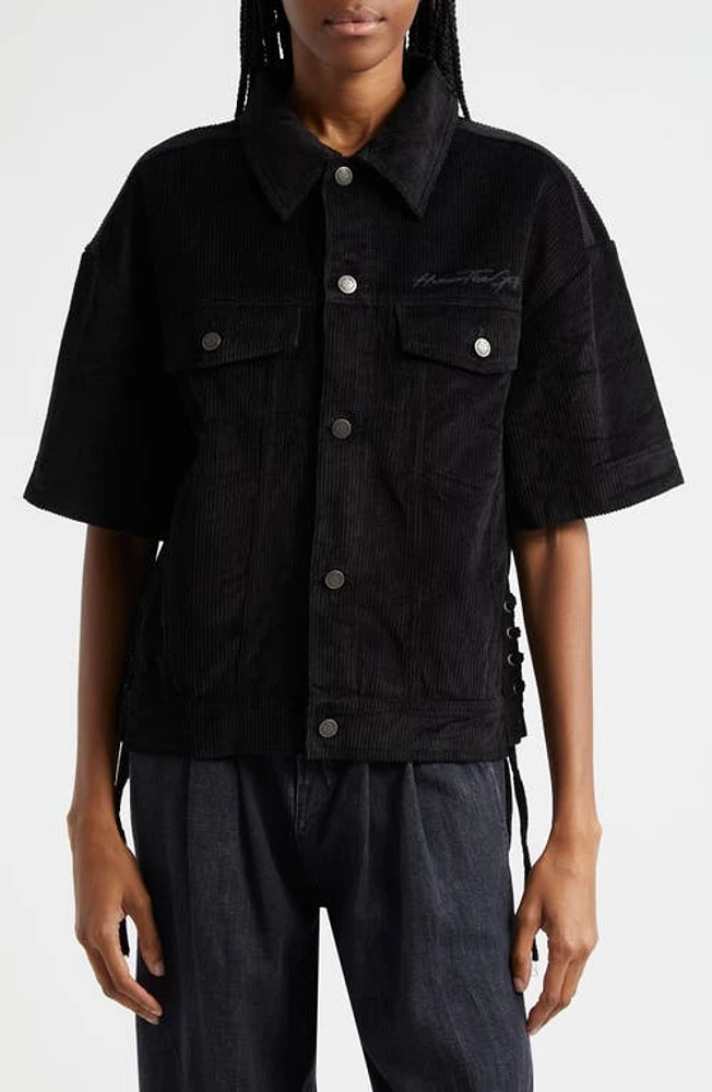 HONOR THE GIFT Short Sleeve Cotton Corduroy Shirt Jacket Black at Nordstrom,