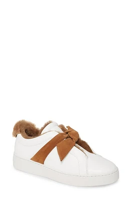 Alexandre Birman Clarita Bow Genuine Shearling Lined Sneaker White/Cognac at Nordstrom,