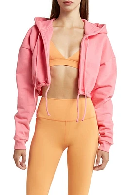 Solely Fit Empowered Tie Front Crop Hoodie Bubble Gum at Nordstrom,