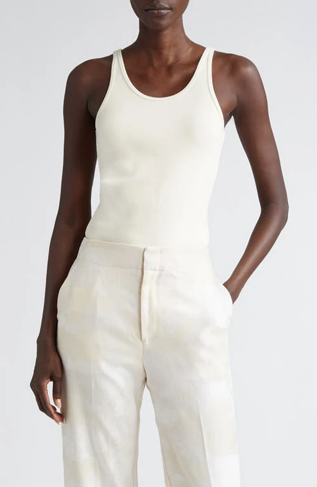 BITE Studios Rib Organic Silk & Cotton Tank Off White at Nordstrom,