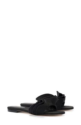 Larroudé Ivy Ruffle Raffia Slide Sandal at Nordstrom