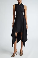 Jason Wu Collection Front Zip Handkerchief Hem Fluid Crepe Dress Black at Nordstrom,