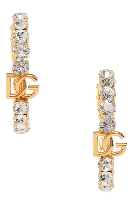 Dolce & Gabbana DG Logo Crystal Embellished Hoop Earrings in Gold at Nordstrom