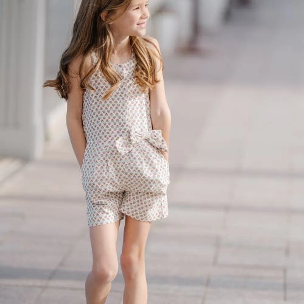 Hope & Henry Girls' Halter Button Front Linen Romper, Kids in Provence Mini Floral at Nordstrom