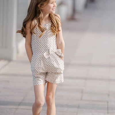 Hope & Henry Girls' Halter Button Front Linen Romper, Kids in Provence Mini Floral at Nordstrom