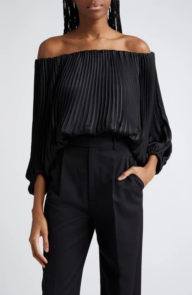 A. L.C. Sienna Plissé Off the Shoulder Top Black at Nordstrom,