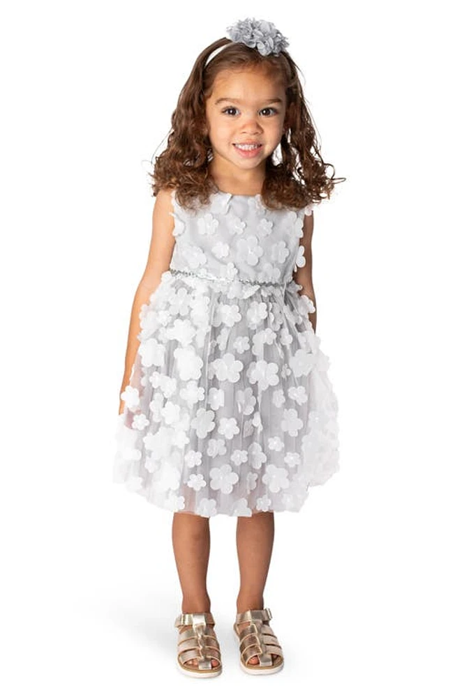 Popatu 3D Floral Tulle Dress Grey at Nordstrom,