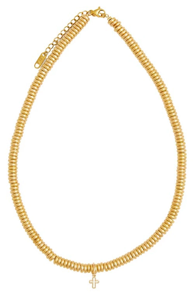 Petit Moments Cruz Beaded Cross Pendant Necklace in Gold at Nordstrom