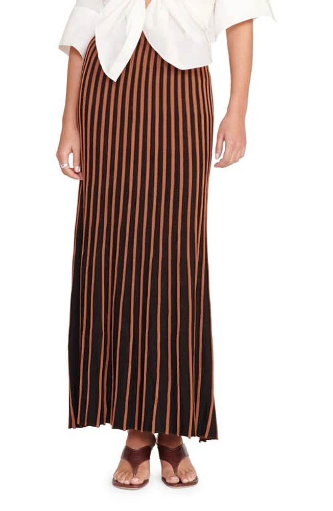 STAUD Aleida Rib Skirt Tan/Black at Nordstrom,