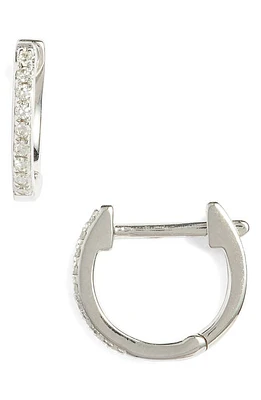 EF Collection Mini Diamond Hoop Earrings in White Gold at Nordstrom