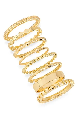 BP. Set of 8 Twisted Band Rings in Gold at Nordstrom, Size Medium