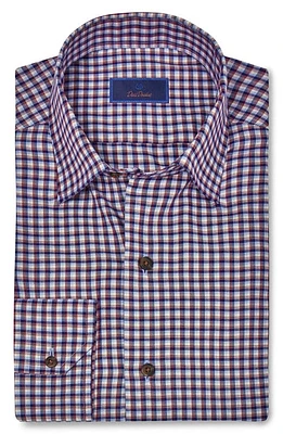 David Donahue Plaid Twill Hidden Button-Down Shirt Blue/Merlot at Nordstrom,