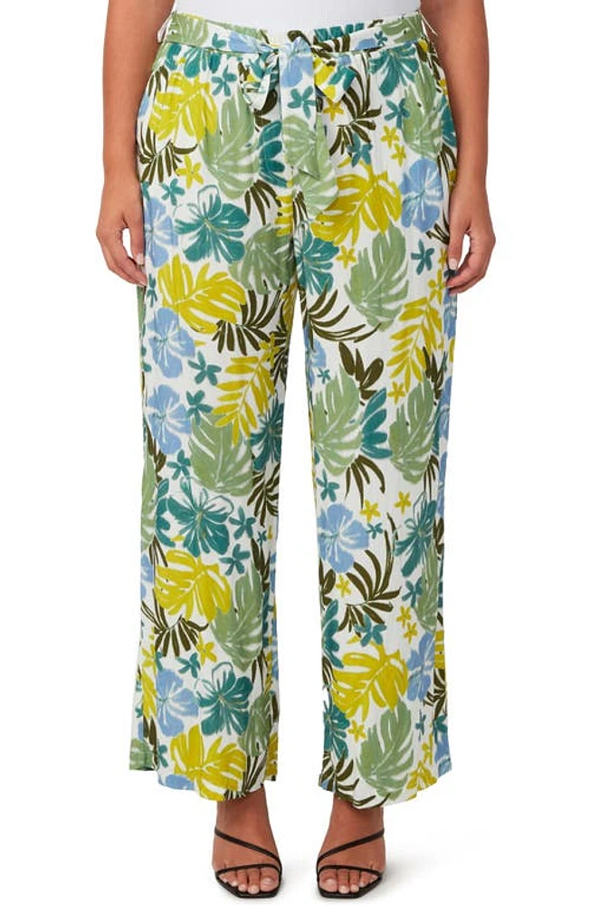 Estelle Antibes Belted Wide Leg Pants Sky/Citron at Nordstrom,