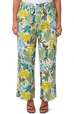 Estelle Antibes Belted Wide Leg Pants Sky/Citron at Nordstrom,