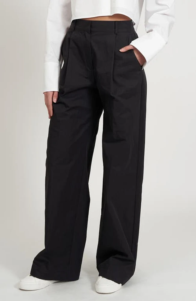 Rebecca Minkoff Walker Pleated Wide Leg Pants True Black at Nordstrom,