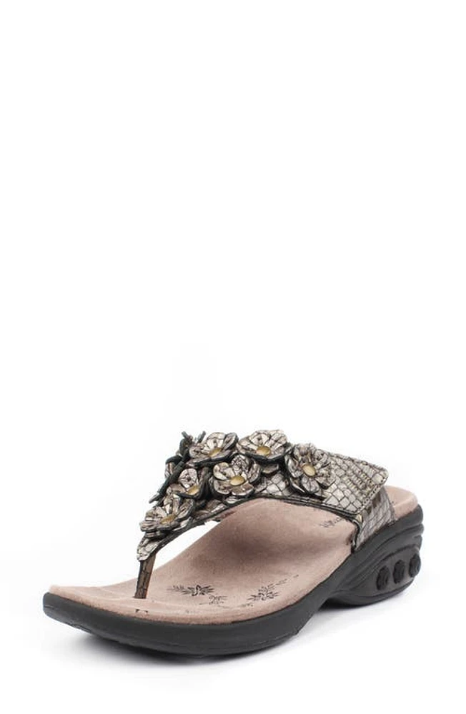 Therafit Flora Wedge Flip Flop in Pewter Leather at Nordstrom, Size 12