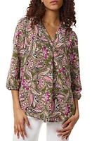 Jones New York Paisley Print Pleat Front Tunic Top Jasper Green Multi at Nordstrom,