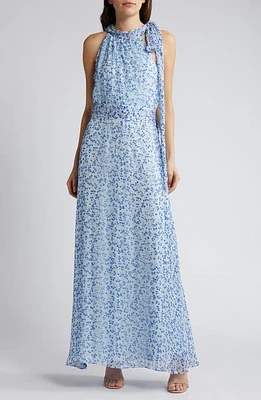 Sachin & Babi Kayla Halter Gown Twig Blue Print at Nordstrom,