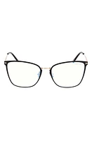 TOM FORD 56mm Butterfly Blue Light Blocking Glasses in Shiny Black at Nordstrom