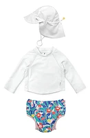 Green Sprouts Long Sleeve Two-Piece Rashguard Swimsuit & Sun Hat Set in Window Floral at Nordstrom