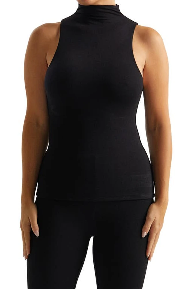 Naked Wardrobe Sleeveless Mock Neck Top Black at Nordstrom,