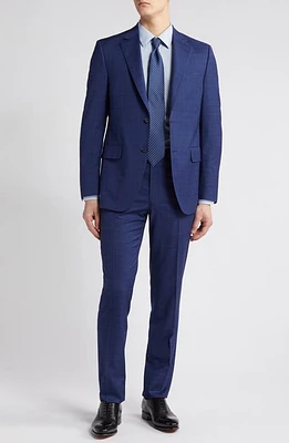 Peter Millar Glen Plaid Tailored Fit Wool Suit Blue at Nordstrom,