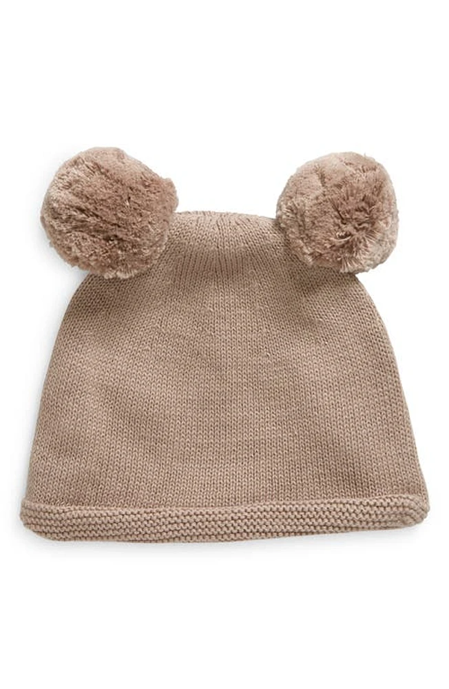 Pink Lemonade Double Pompom Organic Cotton Beanie in Fancy Grey at Nordstrom