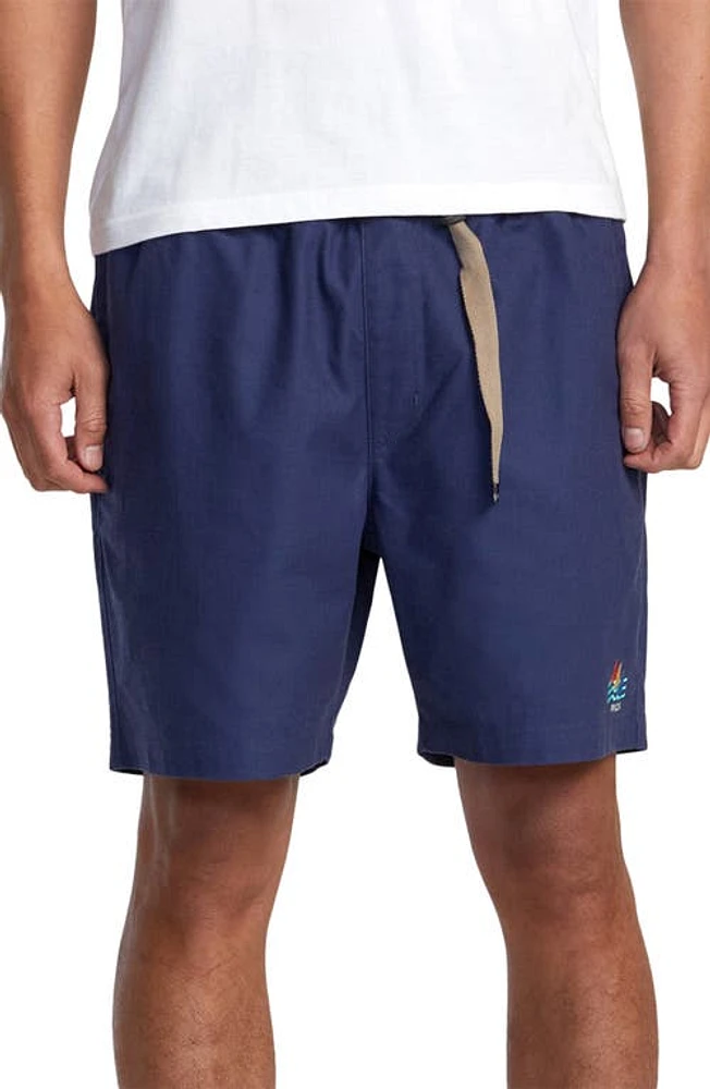 RVCA Civic Range Integrated Belt Cotton Blend Shorts Ocean Navy at Nordstrom,