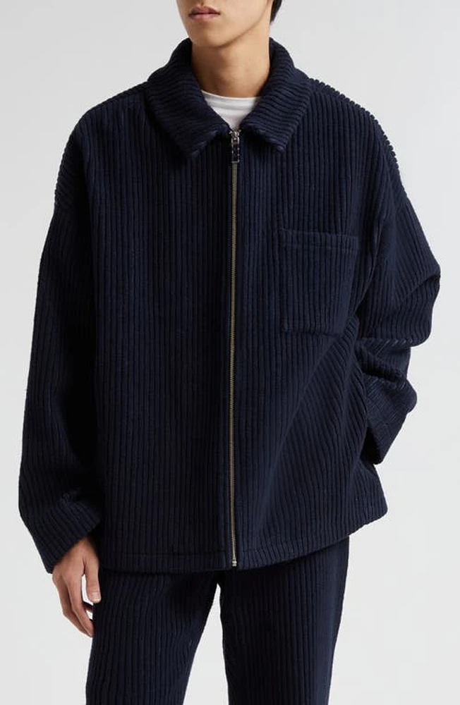 The Elder Statesman Cuddle Wool Blend Corduroy Zip Jacket in Navy at Nordstrom, Size Medium