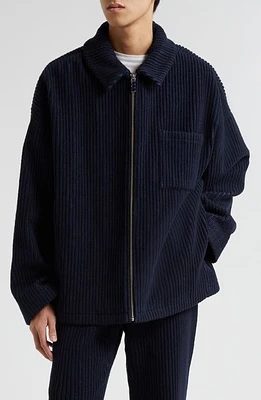 The Elder Statesman Cuddle Wool Blend Corduroy Zip Jacket in Navy at Nordstrom, Size Medium