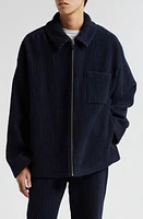 The Elder Statesman Cuddle Wool Blend Corduroy Zip Jacket in Navy at Nordstrom, Size Medium