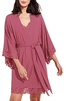 Eberjey Naya Lace Trim Jersey Knit Robe at Nordstrom,