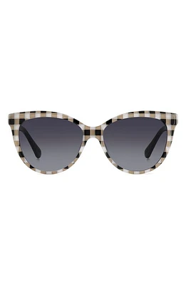 Kate Spade New York daeshas 56mm polarized cat eye sunglasses in White Beige Black Check/Grey at Nordstrom