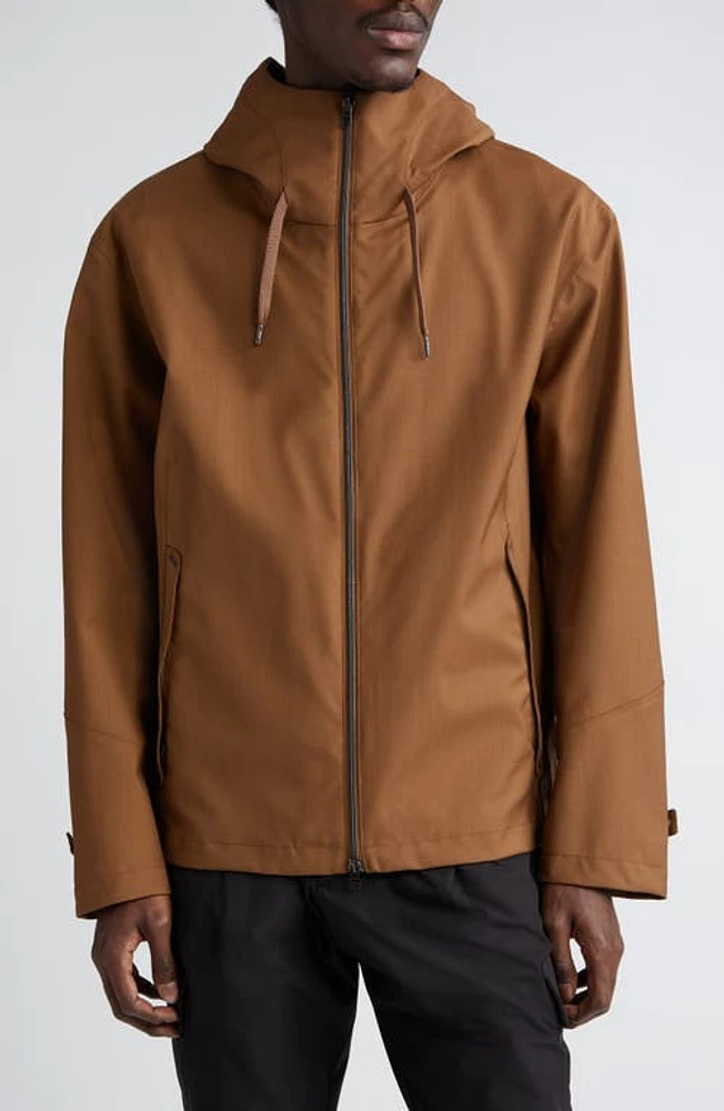 Herno Storm System Hooded Waterproof Virgin Wool Jacket Tobacco at Nordstrom, Us