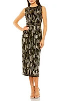 Mac Duggal Sequin Mesh Sheath Dress Black Gold at Nordstrom,