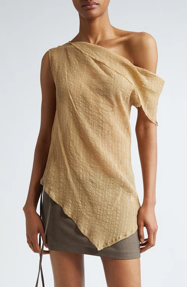 Paloma Wool Susan Asymmetric One-Shoulder Sheer Top Ecru at Nordstrom,