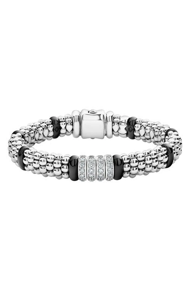 LAGOS Black Caviar Diamond -Link Bracelet in Silver/Black Ceramic/Diamond at Nordstrom