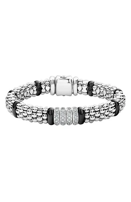 LAGOS Black Caviar Diamond -Link Bracelet in Silver/Black Ceramic/Diamond at Nordstrom