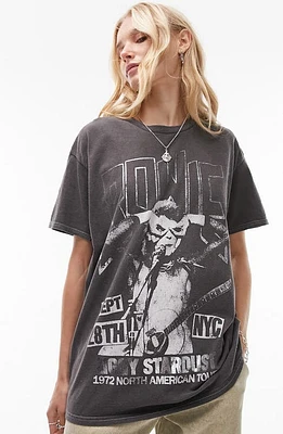 Topshop Bowie Oversize Cotton Graphic T-Shirt Black at Nordstrom,