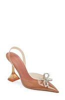 Amina Muaddi Rosie Glass Pointed Toe Slingback Pump Pvc Nude/Crystal at Nordstrom,