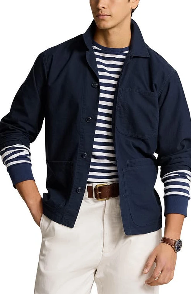 Polo Ralph Lauren Solid Cotton Shirt Jacket Rl Navy at Nordstrom,