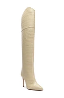 Schutz Maryana Croc Embossed Over the Knee Boot Eggshell at Nordstrom,