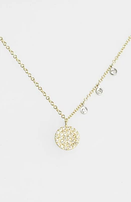 Meira T Dazzling Diamond Disc Pendant Necklace in Yellow Gold at Nordstrom, Size 18