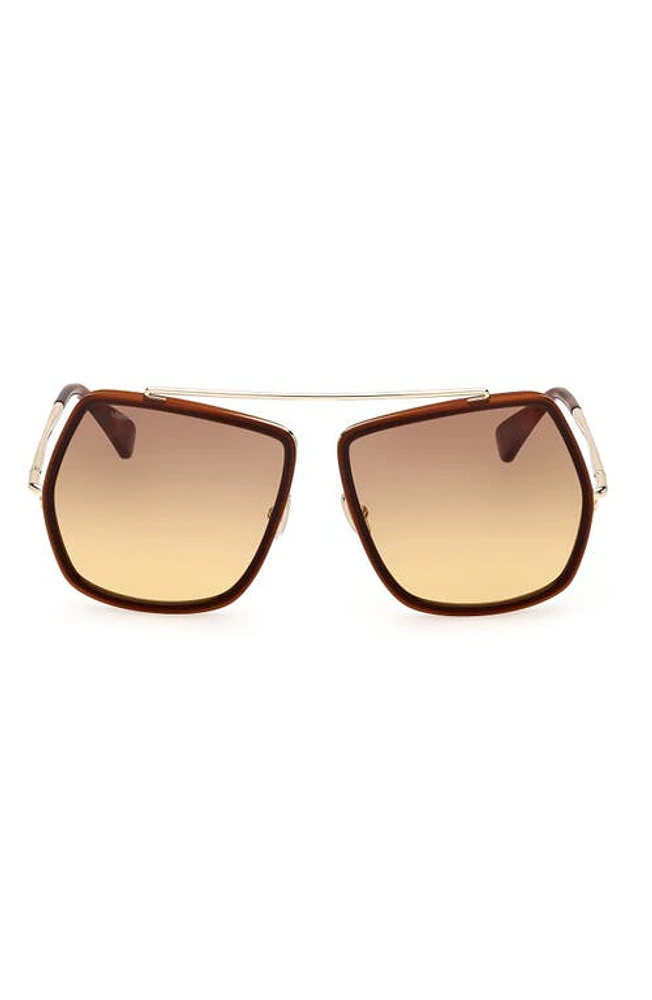 Max Mara 64mm Gradient Oversize Geometric Sunglasses in Dark Brown/gradient Brown at Nordstrom