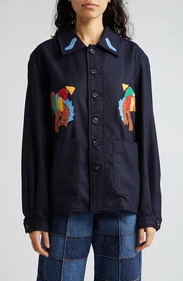 Bode Rodeo Franck Wool Jacket Midnight at Nordstrom,