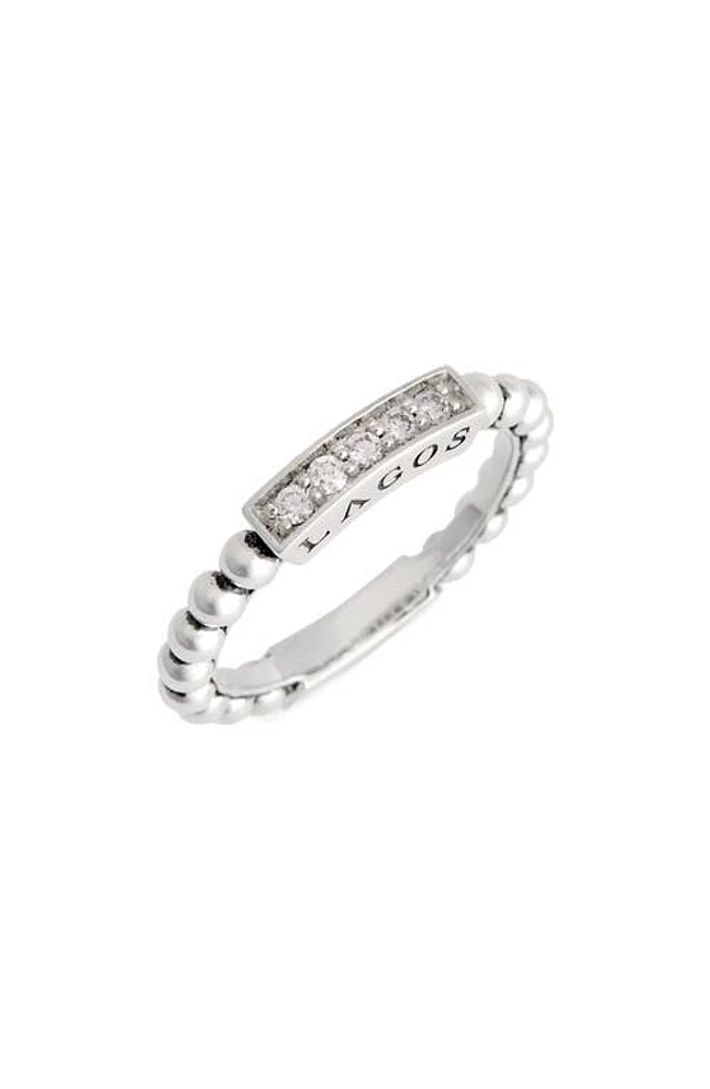 LAGOS Caviar Icon Spark Diamond Stacking Ring in Silver/Diamond at Nordstrom, Size 7