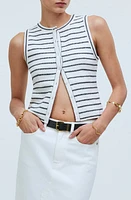 Madewell Stripe Split Crewneck Cardigan Tank Lighthouse at Nordstrom,